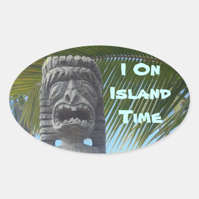 Island Time Spaß Hawaii tiki Aufkleber (Vorderseite)