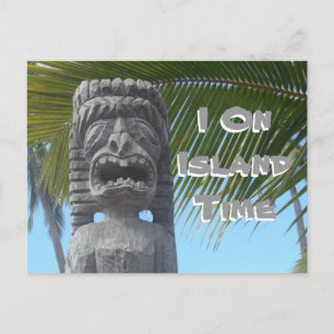 Island Time tiki Spaß Hawaii Postkarte