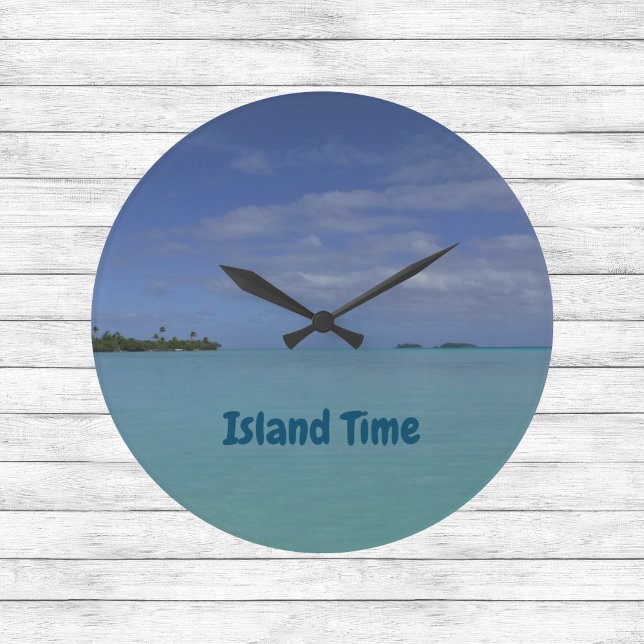 Island Time Tropical Beach Clock Große Wanduhr (Von Creator hochgeladen)