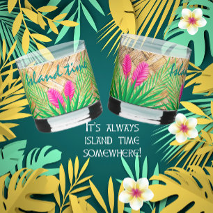 Island Time Tropical Beach Rattan Lila Ingwer Whiskyglas