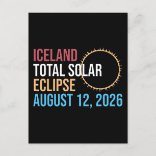 Island totale Sonnenfinsternis 12. August 2026 Tas Feiertagspostkarte