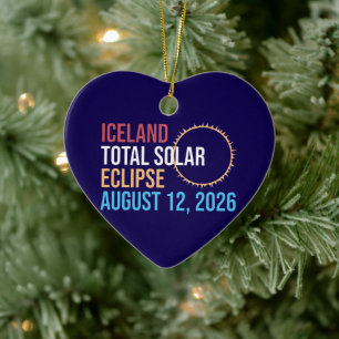 Island totale Sonnenfinsternis 12. August 2026 Tas Keramik Ornament