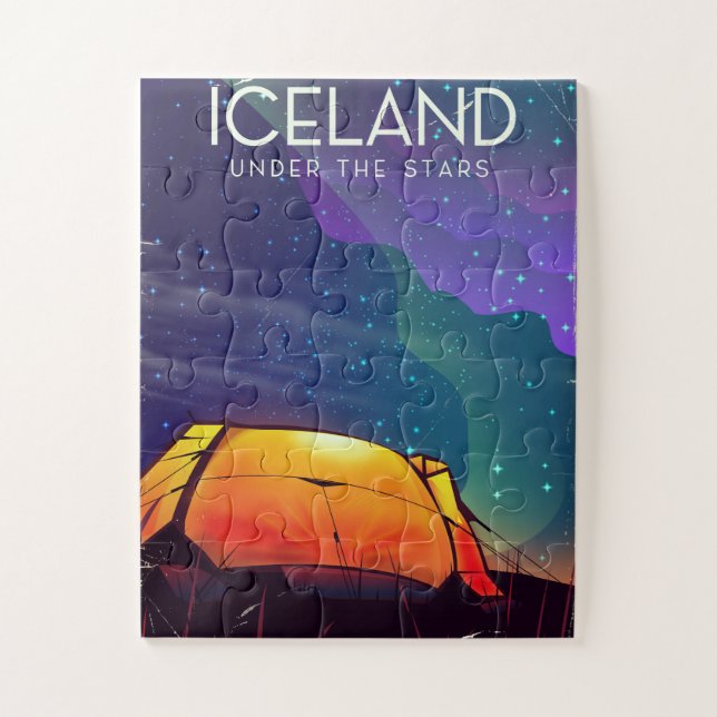 Island "unter den Sternen" Reiseplakat Puzzle (Vertikal)