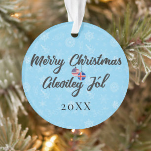 Island-USA-Flaggen, mit individuellem Jahr zweispr Ornament