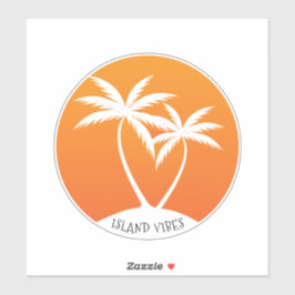 Island Vibes Swating Palms and Sun Logo Aufkleber
