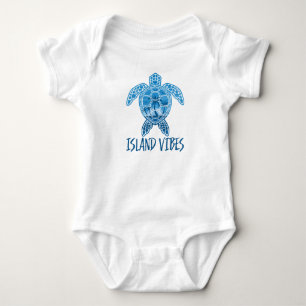 Island Vibes Tropical Sunset Sea Turtle Design Baby Strampler
