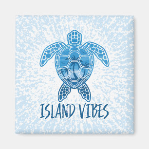 Island Vibes Tropical Sunset Sea Turtle Design Magnet