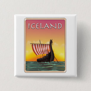 Island Viking Travel Poster Button