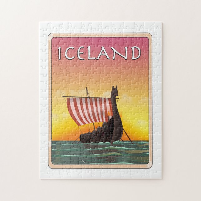 Island Viking Travel Poster Puzzle (Vertikal)