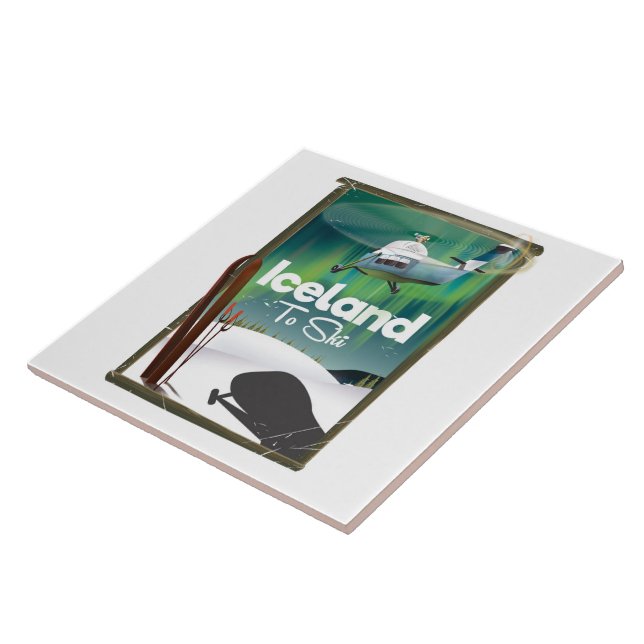 Island Vintage-Skiposter Fliese (Seite)