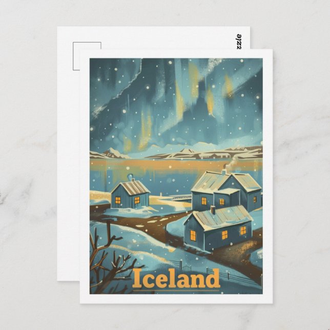Island Vintager beliebter Reiseort Postkarte (Vorne/Hinten)