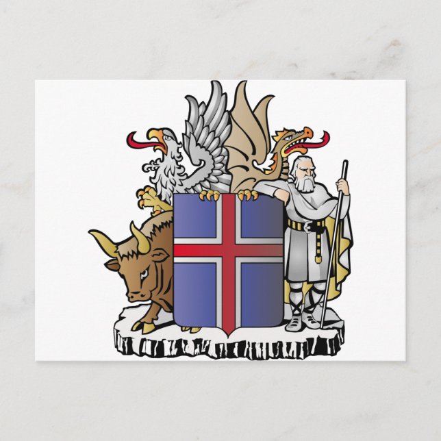 Island-Wappen Postkarte (Vorderseite)