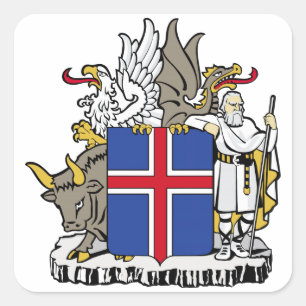 Island-Wappen Quadratischer Aufkleber