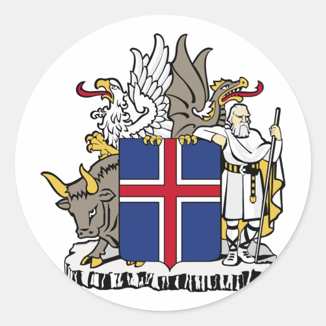 Island-Wappen Runder Aufkleber (Vorderseite)