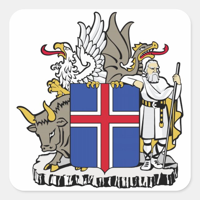 Island-Wappenschild Quadratischer Aufkleber (Vorderseite)