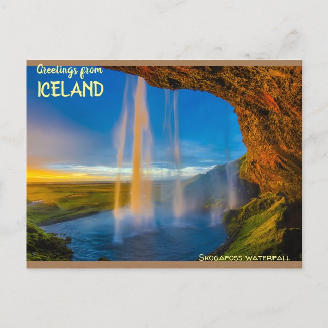 Island - Wasserfall Skogafoss Postkarte (Vorderseite)