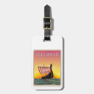 Island Wikinger Reiseplakat Gepäckanhänger