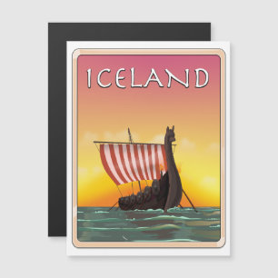 Island Wikinger Reiseplakat Magnetkarte