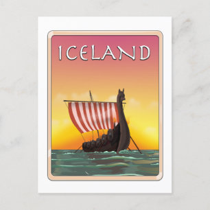 Island Wikinger Reiseplakat Postkarte