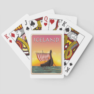 Island Wikinger Reiseplakat Spielkarten