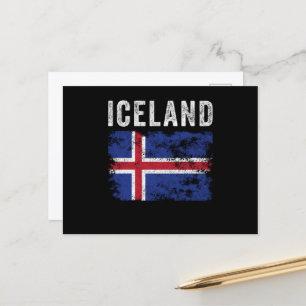Islandflagge bedruckt - Isländische Flagge Postkarte