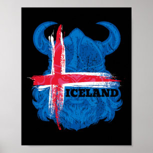 Islandflagge Fußball-Shirt Isländischer Fußballfan Poster