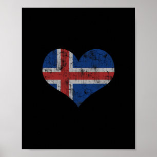 Islandflagge Isländer Liebe Herz Zuhause Urlaub Fa Poster