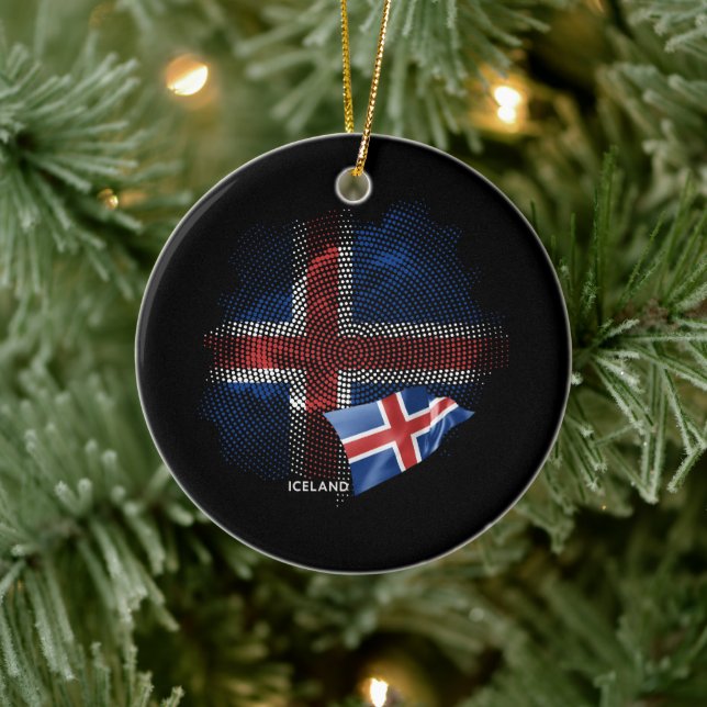 Islandflagge Keramik Ornament (Baum)