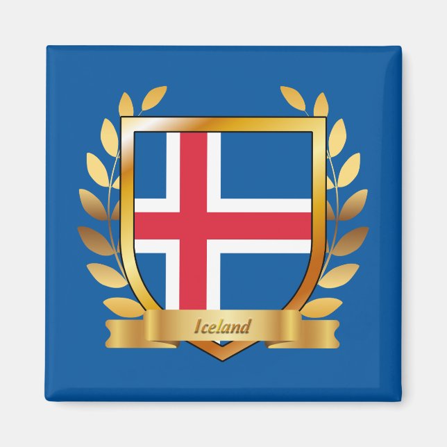 Islandflagge Schild Magnet (Vorne)