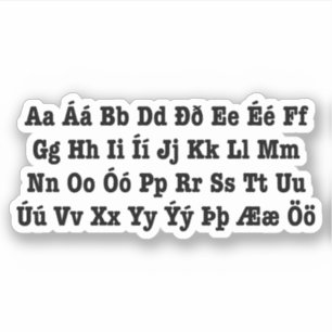 Isländisch Alphabet [Íslenska Stafrófið] Aufkleber