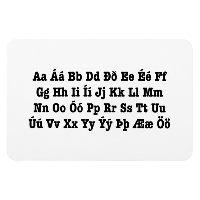 Isländisch Alphabet [Íslenska Stafrófið] Magnet (Horizontal)