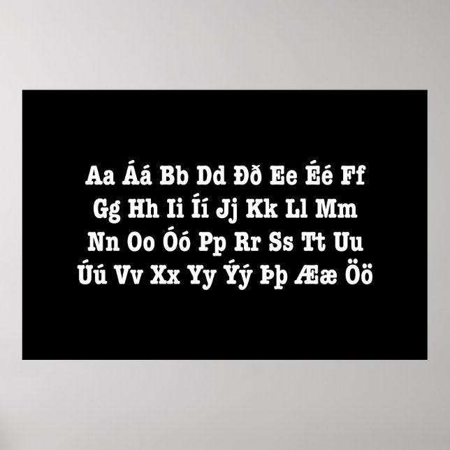 Isländisch Alphabet [Íslenska Stafrófið] Poster (Vorne)