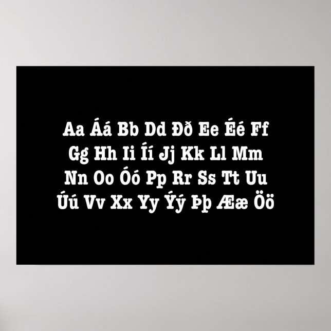 Isländisch Alphabet [Íslenska Stafrófið] Poster (Vorne)