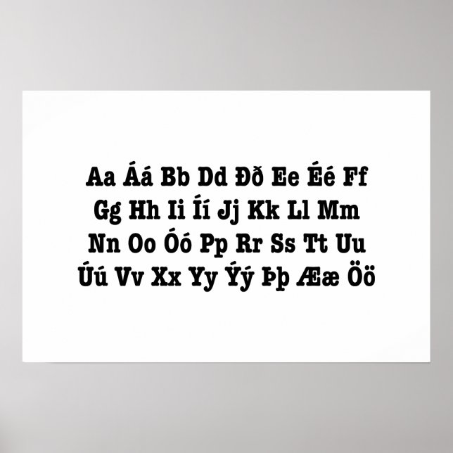 Isländisch Alphabet [Íslenska Stafrófið] Poster (Vorne)