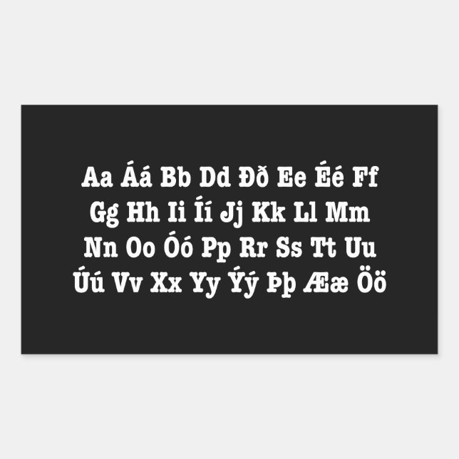 Isländisch Alphabet [Íslenska Stafrófið] Rechteckiger Aufkleber (Vorderseite)
