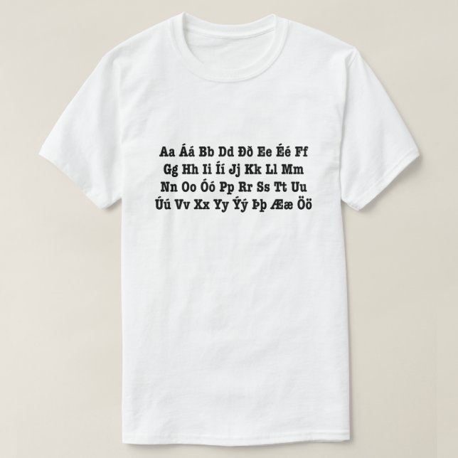 Isländisch Alphabet [Íslenska Stafrófið] T-Shirt (Design vorne)