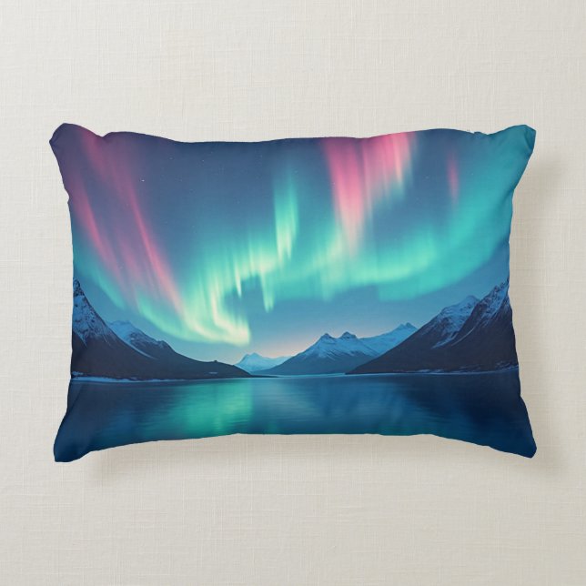 Isländisch Aurora Dekokissen (Vorderseite)