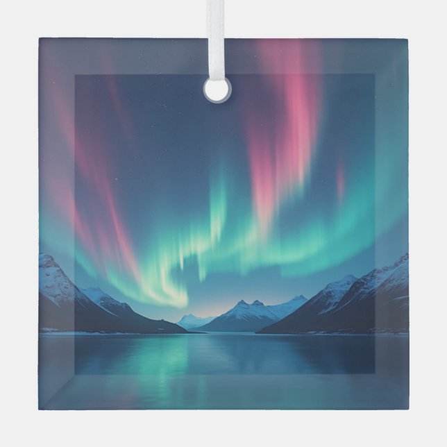 Isländisch Aurora Ornament Aus Glas (Vorderseite)