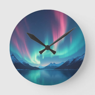 Isländisch Aurora Runde Wanduhr