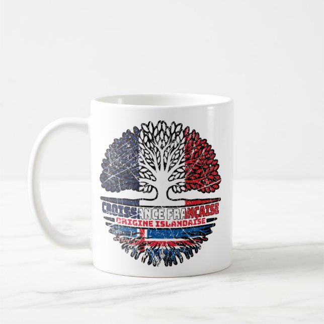 Isländisch-französische Tree-Roots-Flagge Kaffeetasse (Links)