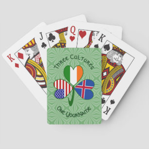Isländisch Irisch Amerikanische Flagge Shamrock Pe Spielkarten