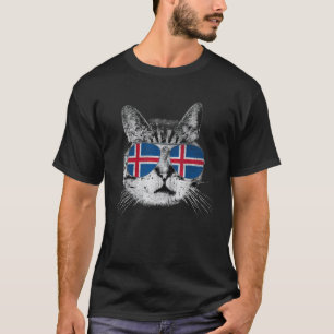 Isländisch Island - Flagge Katze Vintage Männer Fr T-Shirt