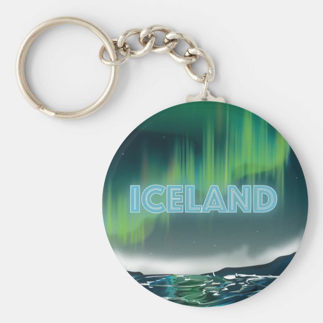 Isländisch Nord Lights Reisemusik Schlüsselanhänger (Vorne)
