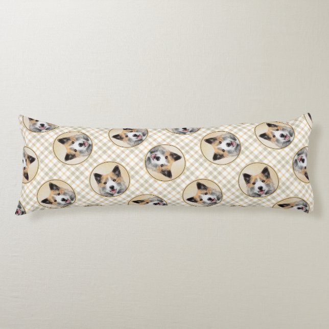 Isländisch Sheepdog Malerei Tan Original Dog Art Seitenschläferkissen (Vorderseite)