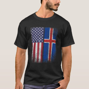 Isländische amerikanische Flagge Island USA Amerik T-Shirt