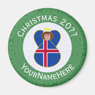 Isländische Engels-Weihnachtsflagge Personalisiert Magnet