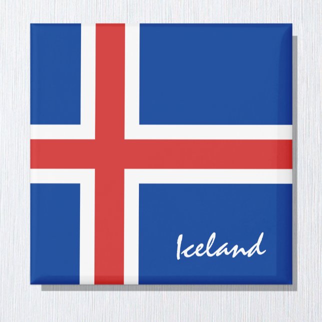 Isländische Fahne & isländische Urlaubs-/Sportfans Magnet (Iceland Flag Magnet)