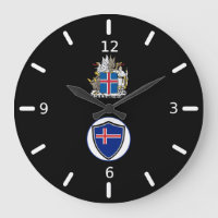 Isländische Fahne-Wappen große Uhr