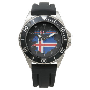 Isländische Flagge Armbanduhr