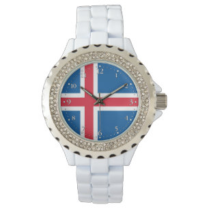 Isländische Flagge Armbanduhr